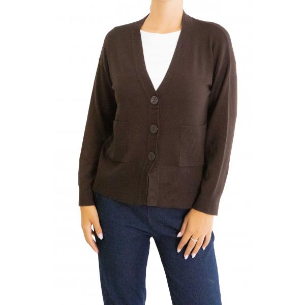 Cardigan tinta unita 3 bottoni 